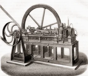 Een 19e-eeuwse gasmotor, uit Les Merveilles de la Science, gepubliceerd c.1870